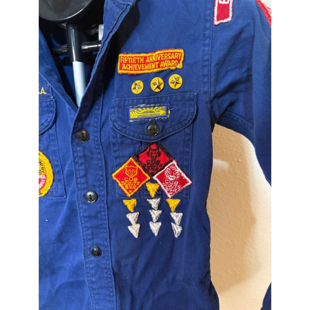 Vintage Boy Scouts of America Cub Scouts Blue Uniform Shirt Patches 1960 Jubilee